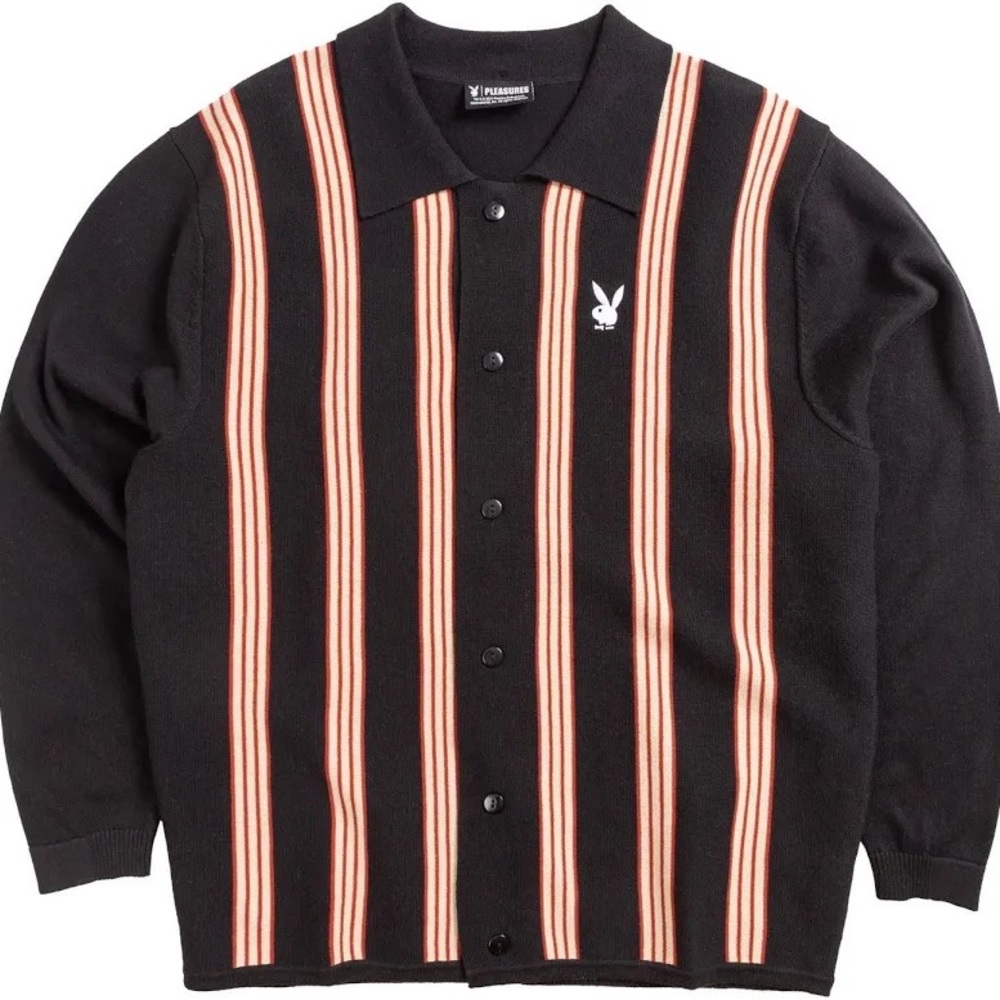 PLEASURES x Playboy Club cardigan casual men's college jacket with stripes